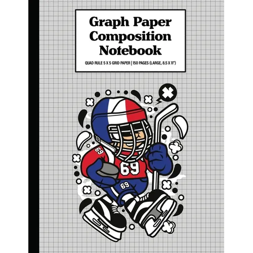 Graph Paper Composition Notebook Quad Rule 5x5 Grid Paper - 150 Sheets (Large, 8.5 x 11"): Hockey Kid France